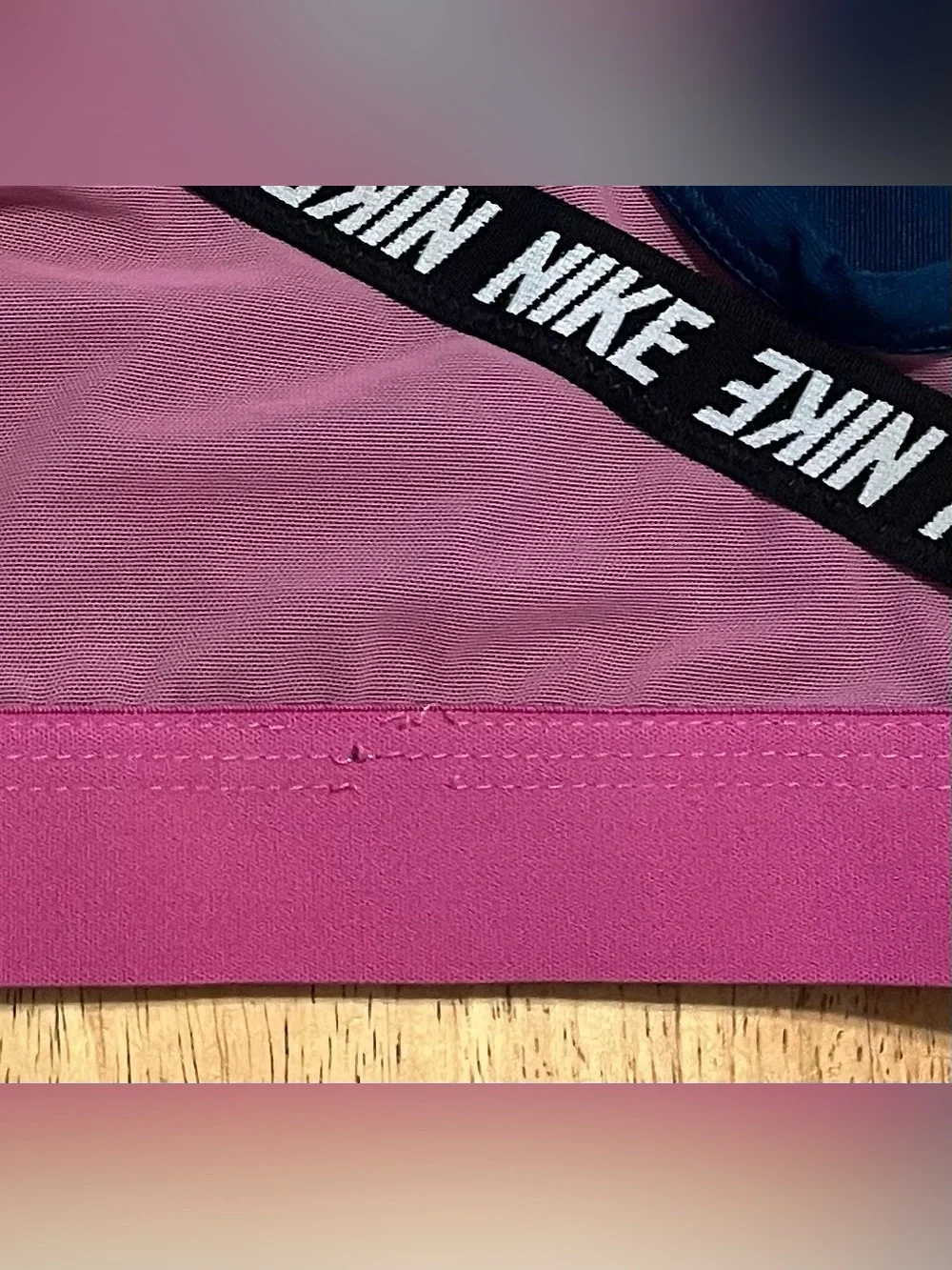 Nike Dri-FIT Indy V-Neck Sports Bra Teal Blue & Bright Pink - Size S